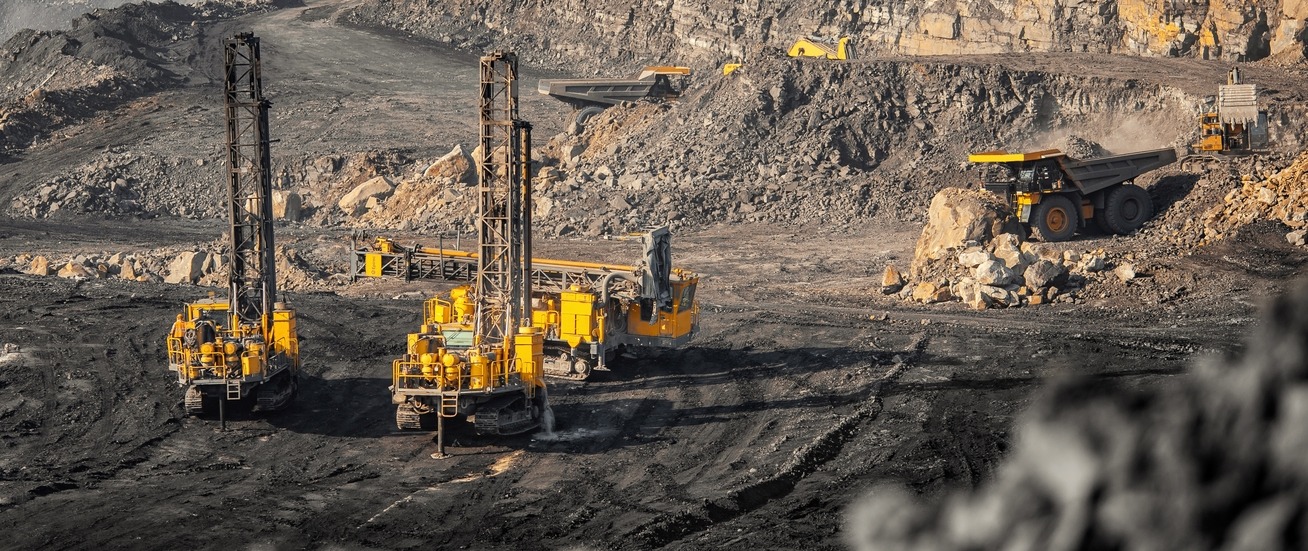 A drilling rig in a mine