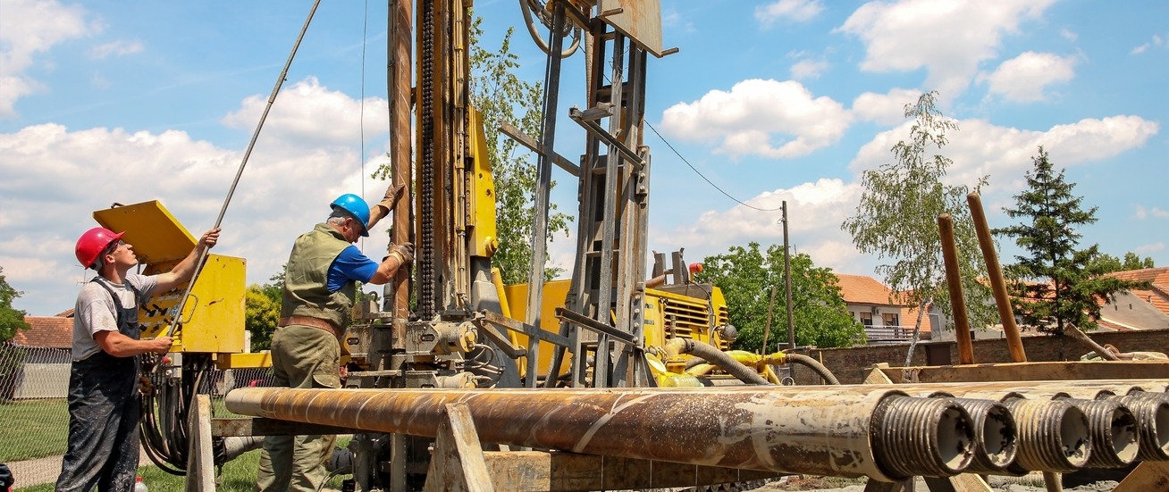 A geo-exchange drilling operation
